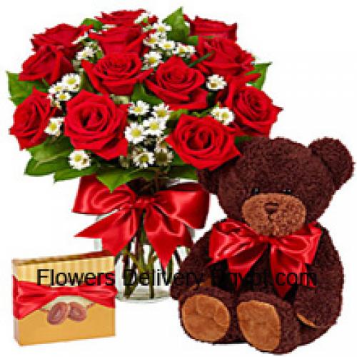 Imported Chocolates with Cute Teddy and 12 Roses