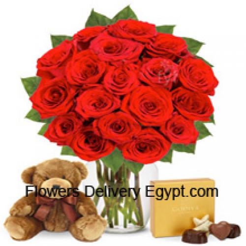 12 Rosas con Chocolates Deliciosos y un Peluche