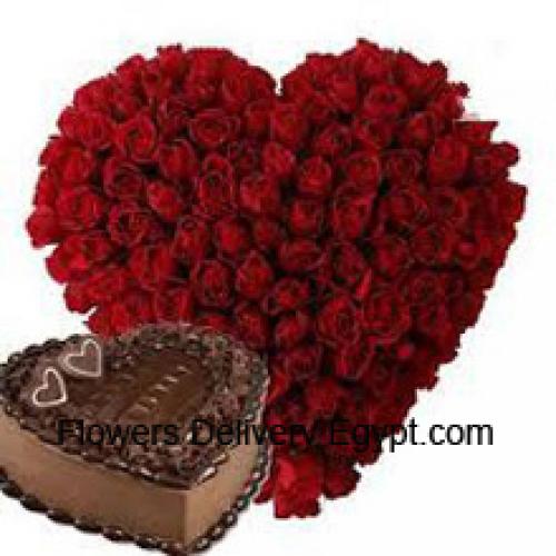 100 Red Roses with 1 Kg Chocolate Cake