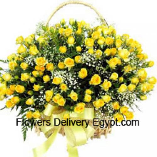 100 Yellow Roses Basket