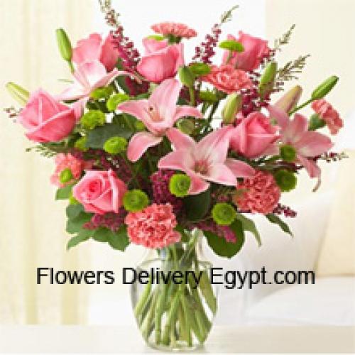 Cute Pink Roses, Carnations and Lilies