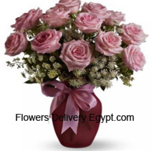 12 Pink Lovely Roses