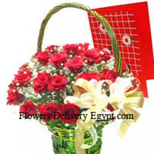 Basket of Vibrant 24 Roses