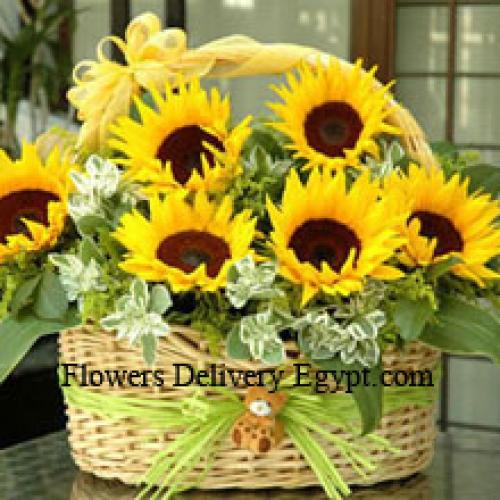 Round Sunflowers Basket