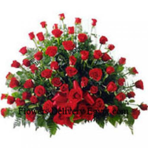 Cute 100 Red Roses Basket