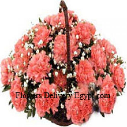 24 Pink Carnation Basket