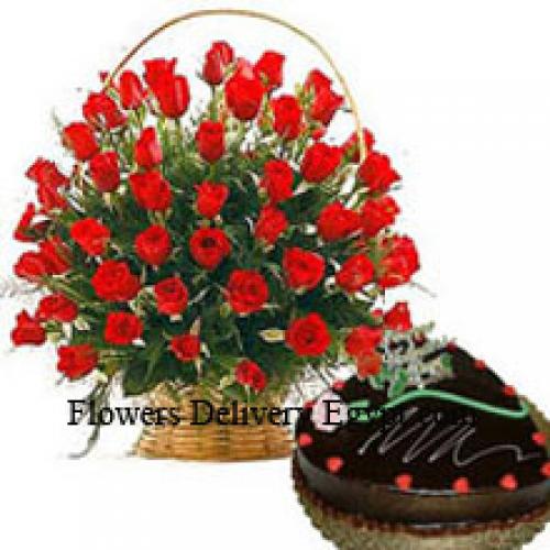 50 Red Roses with 1 Kg Cake