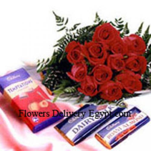 Rosas rojas con deliciosos chocolates