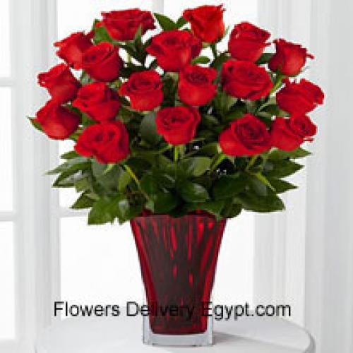 18 Red Roses with Pink Bow